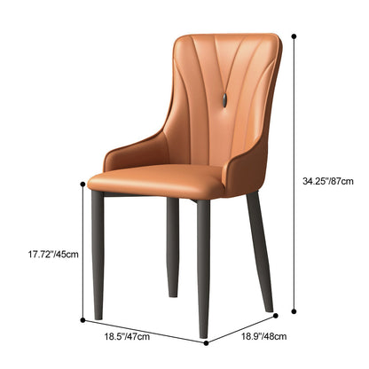 Contemporary Coastal Rectangular Back Carbon Steel Nappa Leather Resilient Foam Dining Chair Backrest Armrest For Dining Room