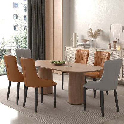 Contemporary Coastal Rectangular Back Carbon Steel Nappa Leather Resilient Foam Dining Chair Backrest Armrest For Dining Room