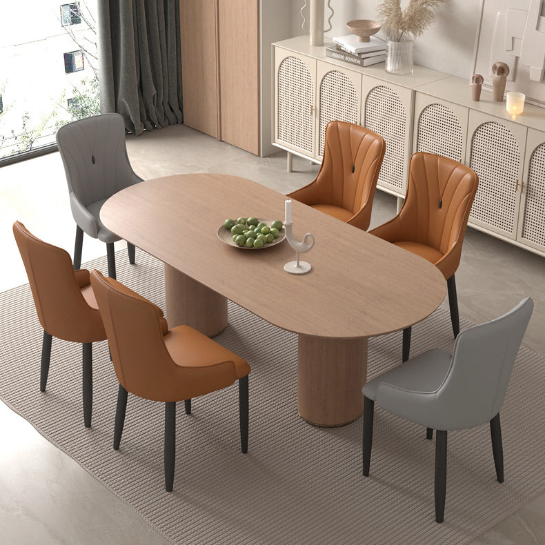 Contemporary Coastal Rectangular Back Carbon Steel Nappa Leather Resilient Foam Dining Chair Backrest Armrest For Dining Room