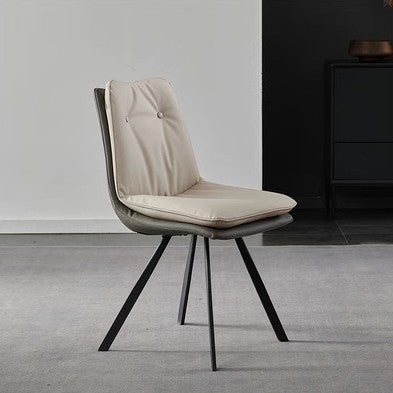 Modern Luxury Square Microfiber Leather High Density Rebound Foam Carbon Steel Dining Chair Backrest For Dining Room