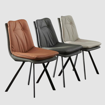 Modern Luxury Square Microfiber Leather High Density Rebound Foam Carbon Steel Dining Chair Backrest For Dining Room
