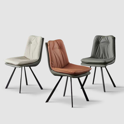 Modern Luxury Square Microfiber Leather High Density Rebound Foam Carbon Steel Dining Chair Backrest For Dining Room