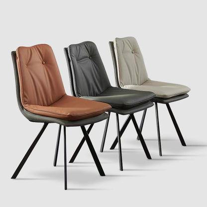 Modern Luxury Square Microfiber Leather High Density Rebound Foam Carbon Steel Dining Chair Backrest For Dining Room