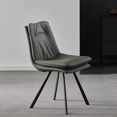 Modern Luxury Square Microfiber Leather High Density Rebound Foam Carbon Steel Dining Chair Backrest For Dining Room