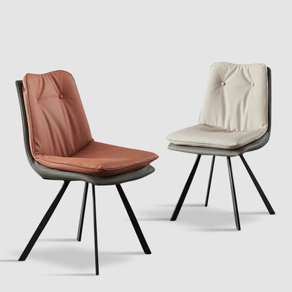 Modern Luxury Square Microfiber Leather High Density Rebound Foam Carbon Steel Dining Chair Backrest For Dining Room