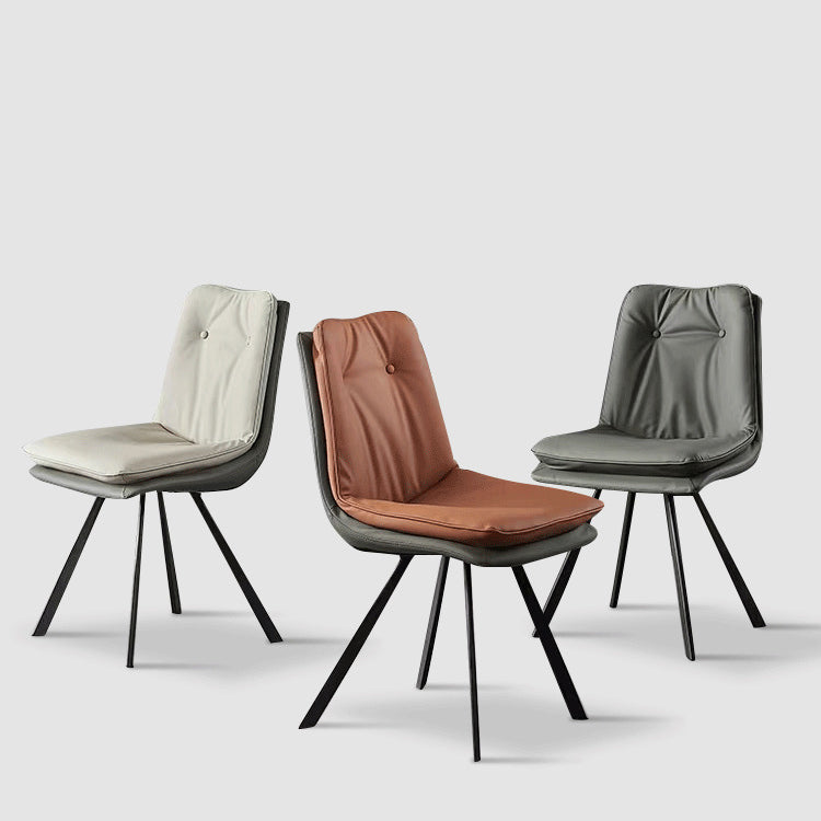 Modern Luxury Square Microfiber Leather High Density Rebound Foam Carbon Steel Dining Chair Backrest For Dining Room