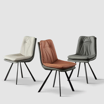 Modern Luxury Square Microfiber Leather High Density Rebound Foam Carbon Steel Dining Chair Backrest For Dining Room