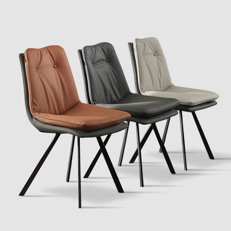 Modern Luxury Square Microfiber Leather High Density Rebound Foam Carbon Steel Dining Chair Backrest For Dining Room