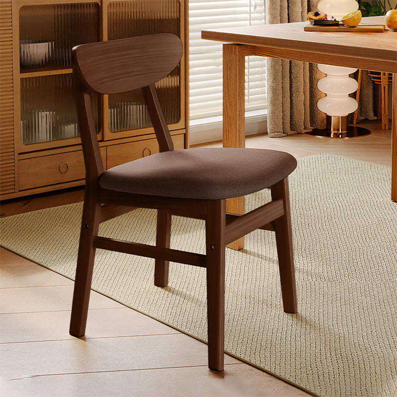 Modern Minimalist Square Cushion Waxy Leather Solid Wood Dining Chair Backrest For Dining Room