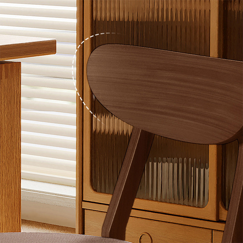 Modern Minimalist Square Cushion Waxy Leather Solid Wood Dining Chair Backrest For Dining Room