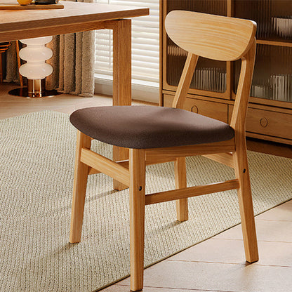 Modern Minimalist Square Cushion Waxy Leather Solid Wood Dining Chair Backrest For Dining Room