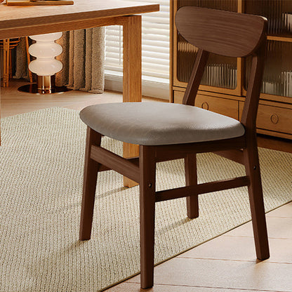 Modern Minimalist Square Cushion Waxy Leather Solid Wood Dining Chair Backrest For Dining Room