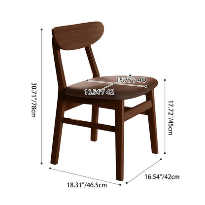 Modern Minimalist Square Cushion Waxy Leather Solid Wood Dining Chair Backrest For Dining Room