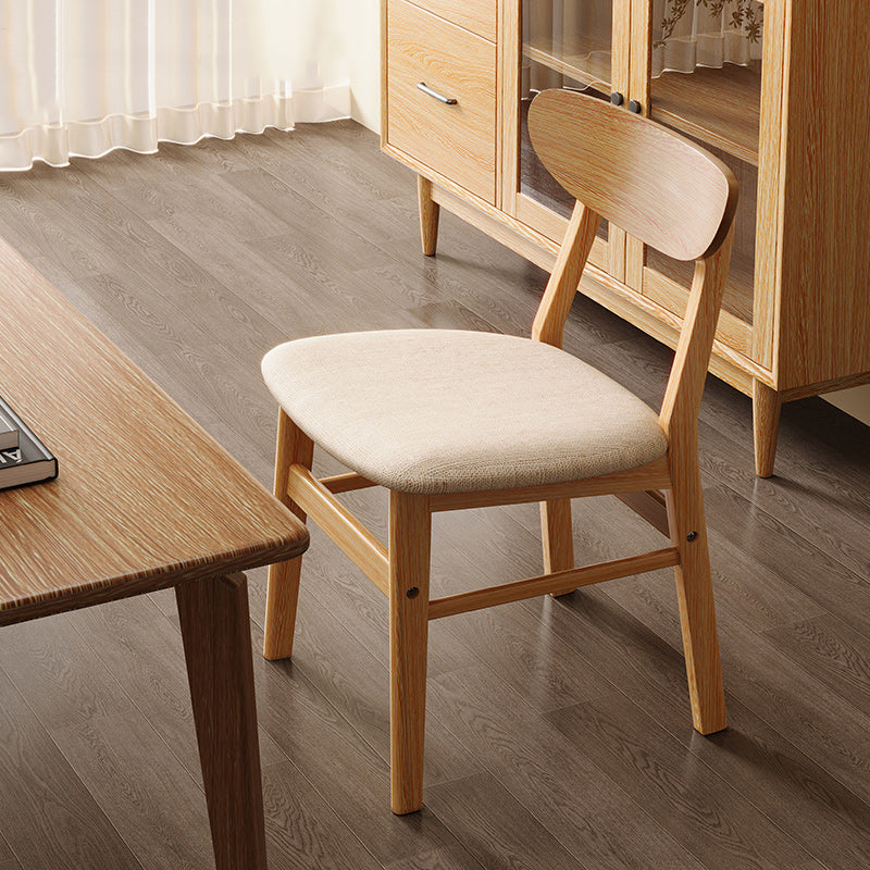 Modern Minimalist Square Cushion Waxy Leather Solid Wood Dining Chair Backrest For Dining Room