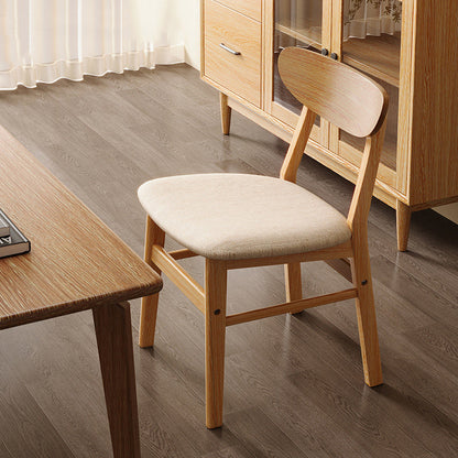 Modern Minimalist Square Cushion Waxy Leather Solid Wood Dining Chair Backrest For Dining Room