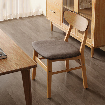 Modern Minimalist Square Cushion Waxy Leather Solid Wood Dining Chair Backrest For Dining Room