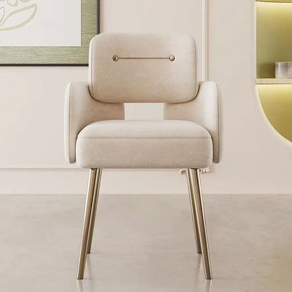 Modern Mid-century Semi-circular Cushion Fabric Sponge Stainless Steel Dining Chair Backrest Armrest For Dining Room