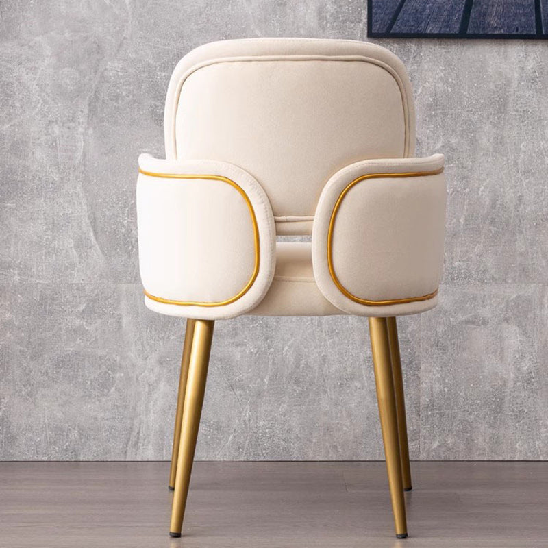 Modern Mid-century Semi-circular Cushion Fabric Sponge Stainless Steel Dining Chair Backrest Armrest For Dining Room