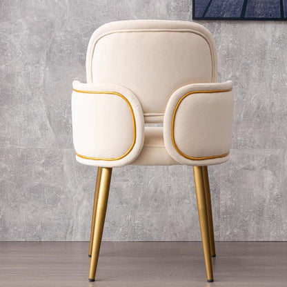 Modern Mid-century Semi-circular Cushion Fabric Sponge Stainless Steel Dining Chair Backrest Armrest For Dining Room