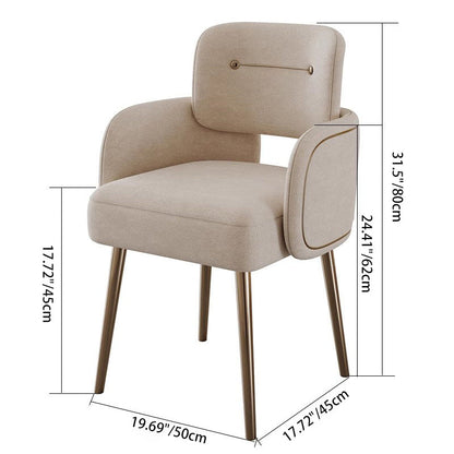 Modern Mid-century Semi-circular Cushion Fabric Sponge Stainless Steel Dining Chair Backrest Armrest For Dining Room