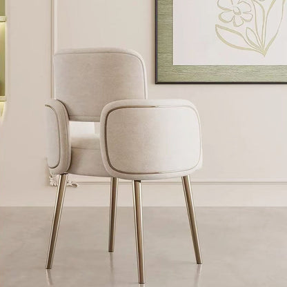 Modern Mid-century Semi-circular Cushion Fabric Sponge Stainless Steel Dining Chair Backrest Armrest For Dining Room