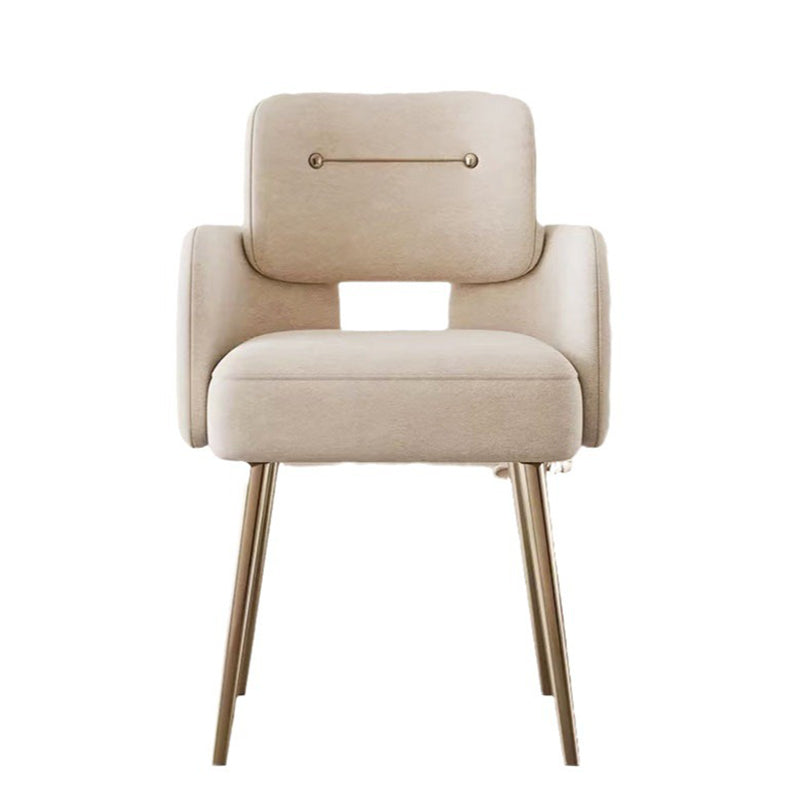 Modern Mid-century Semi-circular Cushion Fabric Sponge Stainless Steel Dining Chair Backrest Armrest For Dining Room