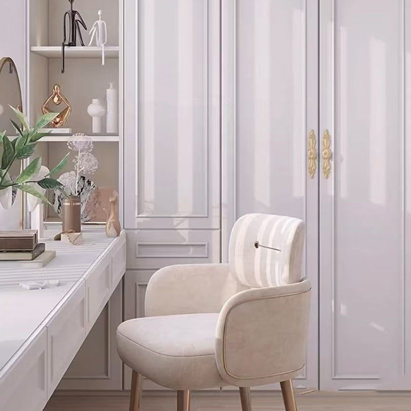 Modern Mid-century Semi-circular Cushion Fabric Sponge Stainless Steel Dining Chair Backrest Armrest For Dining Room