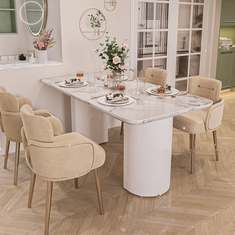 Modern Mid-century Semi-circular Cushion Fabric Sponge Stainless Steel Dining Chair Backrest Armrest For Dining Room