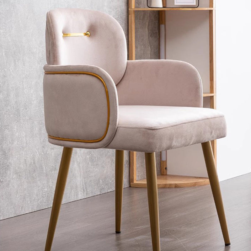 Modern Mid-century Semi-circular Cushion Fabric Sponge Stainless Steel Dining Chair Backrest Armrest For Dining Room