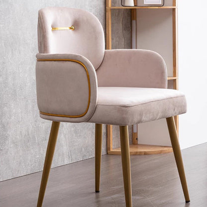 Modern Mid-century Semi-circular Cushion Fabric Sponge Stainless Steel Dining Chair Backrest Armrest For Dining Room