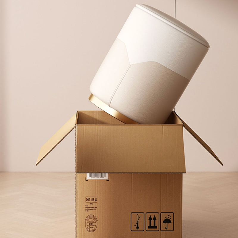 Modern Luxury Cylinder Cat Scratch Leather Solid Wood Metal Vanity Stool For Bedroom