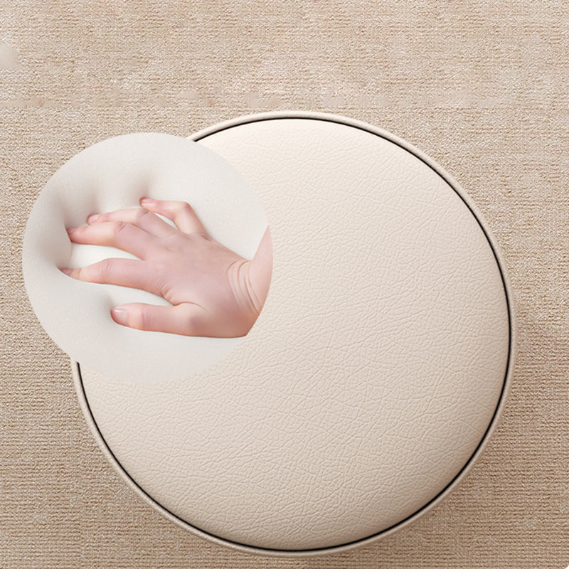 Modern Luxury Cylinder Cat Scratch Leather Solid Wood Metal Vanity Stool For Bedroom