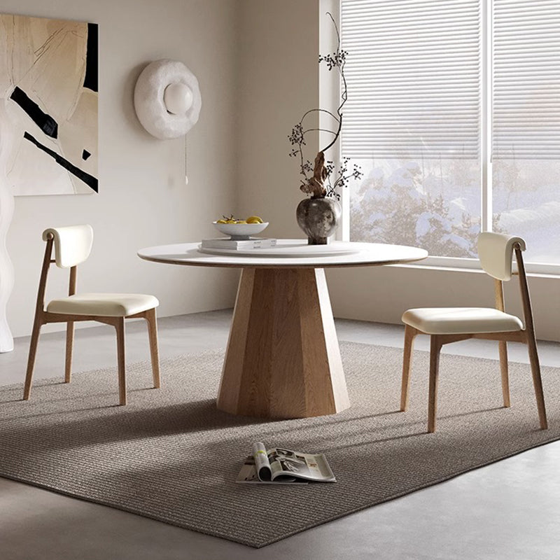 Modern Mid-Century Trapezoid Cushion Solid Wood Microfiber Leather Sponge Dining Chair Backrest For Dining Room