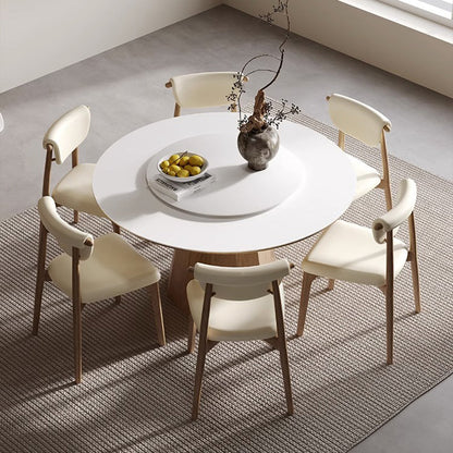 Modern Mid-Century Trapezoid Cushion Solid Wood Microfiber Leather Sponge Dining Chair Backrest For Dining Room