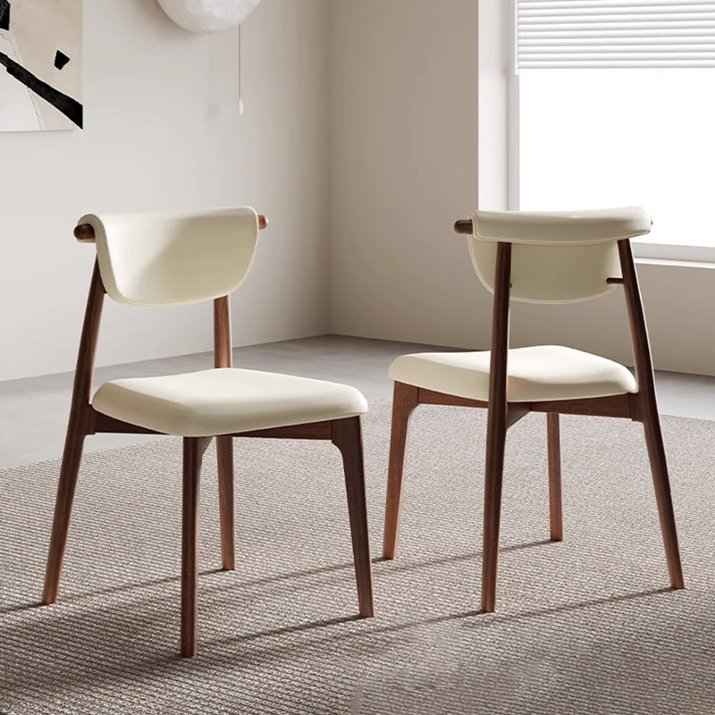 Modern Mid-Century Trapezoid Cushion Solid Wood Microfiber Leather Sponge Dining Chair Backrest For Dining Room