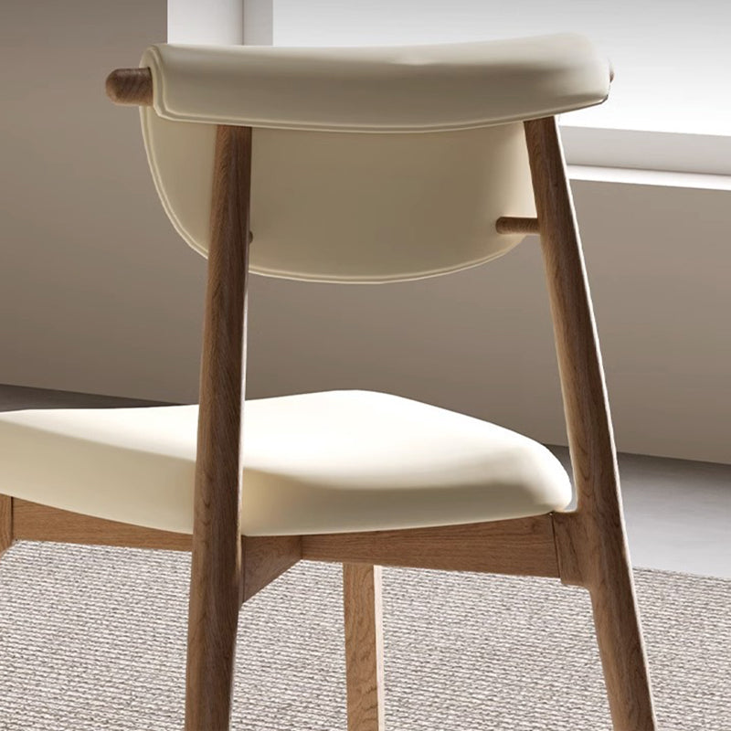 Modern Mid-Century Trapezoid Cushion Solid Wood Microfiber Leather Sponge Dining Chair Backrest For Dining Room
