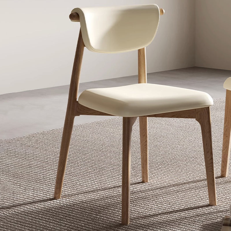 Modern Mid-Century Trapezoid Cushion Solid Wood Microfiber Leather Sponge Dining Chair Backrest For Dining Room