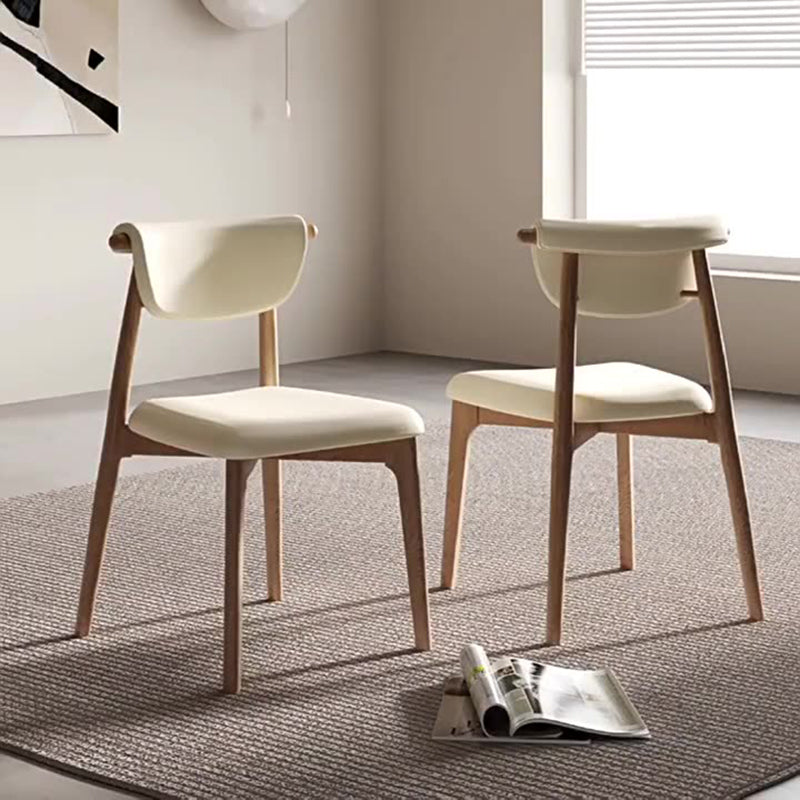 Modern Mid-Century Trapezoid Cushion Solid Wood Microfiber Leather Sponge Dining Chair Backrest For Dining Room