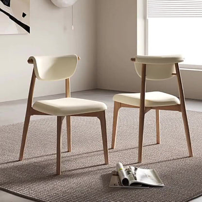 Modern Mid-Century Trapezoid Cushion Solid Wood Microfiber Leather Sponge Dining Chair Backrest For Dining Room