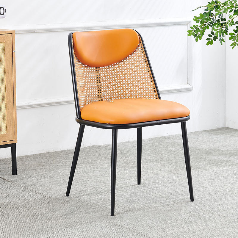 Contemporary Coastal Trapezoid Backrest Nappa Leather Metal Sponge Backrest For Dining Room