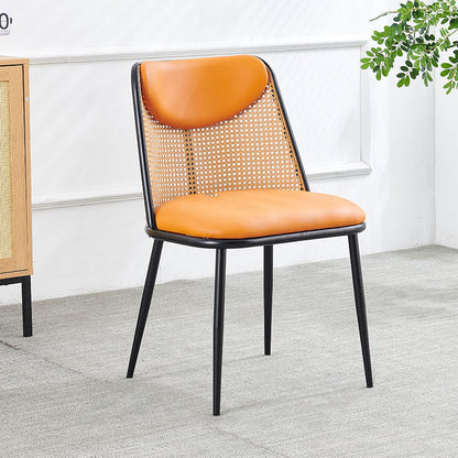 Contemporary Coastal Trapezoid Backrest Nappa Leather Metal Sponge Backrest For Dining Room