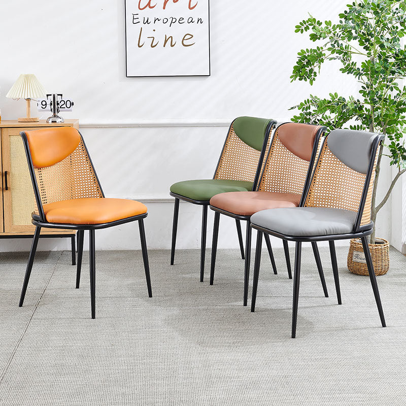 Contemporary Coastal Trapezoid Backrest Nappa Leather Metal Sponge Backrest For Dining Room