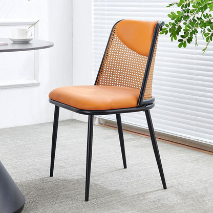 Contemporary Coastal Trapezoid Backrest Nappa Leather Metal Sponge Backrest For Dining Room