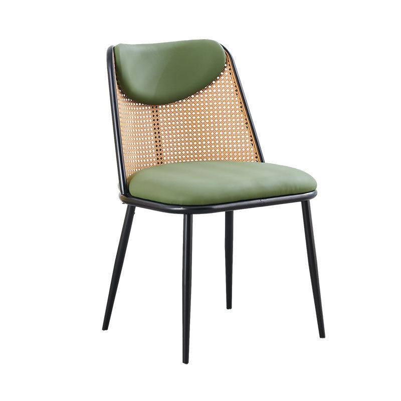 Contemporary Coastal Trapezoid Backrest Nappa Leather Metal Sponge Backrest For Dining Room