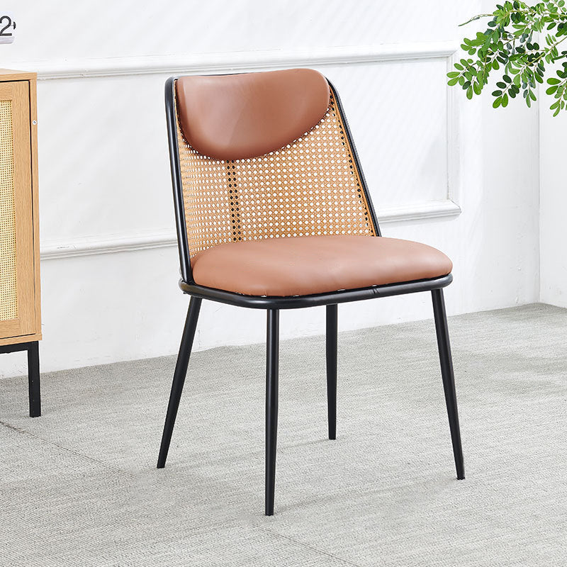 Contemporary Coastal Trapezoid Backrest Nappa Leather Metal Sponge Backrest For Dining Room