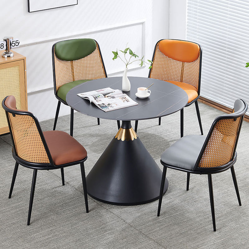 Contemporary Coastal Trapezoid Backrest Nappa Leather Metal Sponge Backrest For Dining Room