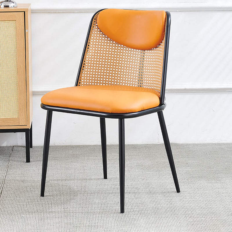 Contemporary Coastal Trapezoid Backrest Nappa Leather Metal Sponge Backrest For Dining Room