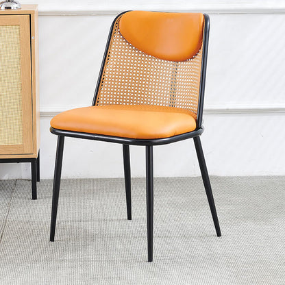 Contemporary Coastal Trapezoid Backrest Nappa Leather Metal Sponge Backrest For Dining Room