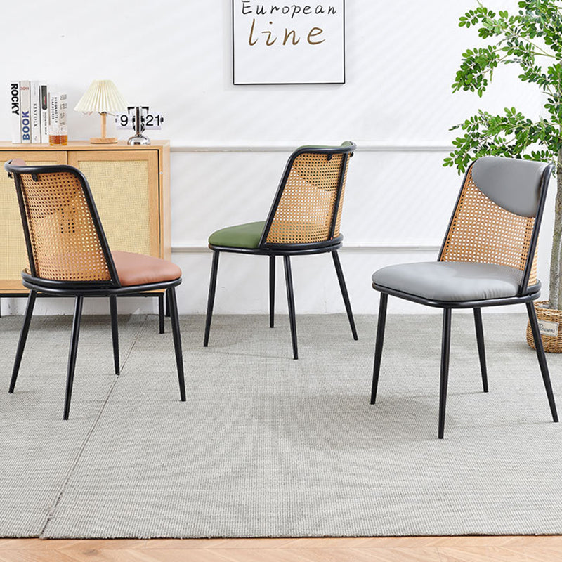 Contemporary Coastal Trapezoid Backrest Nappa Leather Metal Sponge Backrest For Dining Room