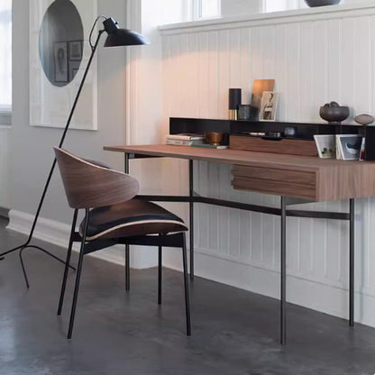 Modern Shabby Chic Oval Cat- Scratch-Resistant Leather Solid Wood Carbon Steel Sponge Backrest For Dining Room